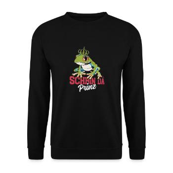 Karneval Kostüm Party SCHBIN DA PRINZ Lustiges - Unisex Pullover - Schwarz - Vorne - Alina (178cm) & Michal (187cm)