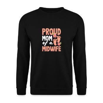 Proud mother of a midwife - Unisex Sweatshirt - black - Front - Alina (178cm) & Michal (187cm)