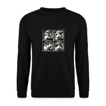 Meerschweinchen Selfie Lustige Hüte Vintage Fotoshooting A - Unisex Pullover - Schwarz - Vorne - Alina (178cm) & Michal (187cm)