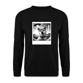 Shiba Inu Dog Dad Mom Funny Graphic Selfie UFOs We - Unisex Sweatshirt - black - Front - Alina (178cm) & Michal (187cm)