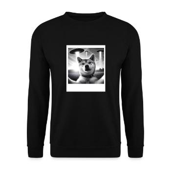Shiba Inu Dog Dad Mom Funny Graphic Selfie UFOs We - Unisex Pullover - Schwarz - Vorne - Alina (178cm) & Michal (187cm)
