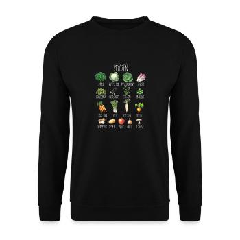 Januar Saisonale Obst- und Gemüsecollage - Unisex Pullover - Schwarz - Vorne - Alina (178cm) & Michal (187cm)