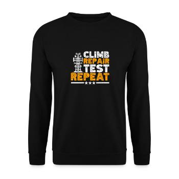 Industriekletterer Tower Climber Industrieklettern - Unisex Pullover - Schwarz - Vorne - Alina (178cm) & Michal (187cm)