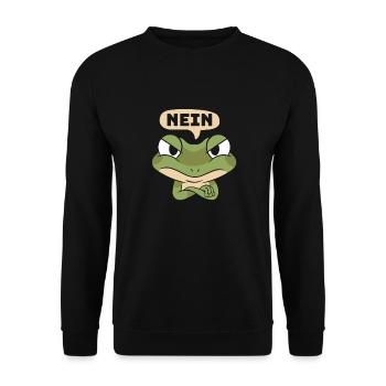 Faschingsparty NEIN Lustiger Frosch Karneval - Unisex Pullover - Schwarz - Vorne - Alina (178cm) & Michal (187cm)