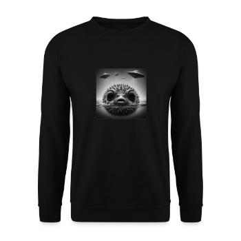 Puffer2 Fish Selfie graphique drôle avec des OVNI étranges - Sweat-shirt Unisexe - noir - Devant - Alina (178cm) & Michal (187cm)