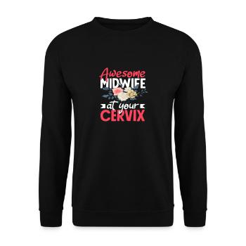 Great midwife at your service - Unisex Sweatshirt - black - Front - Alina (178cm) & Michal (187cm)