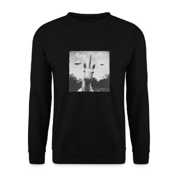 Unicorn Selfie with UFO Weird 50s Photo - Unisex Pullover - Schwarz - Vorne - Alina (178cm) & Michal (187cm)