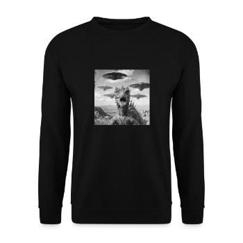 Dragon Selfie with UFO Weird 50s Photo - Unisex Pullover - Schwarz - Vorne - Alina (178cm) & Michal (187cm)