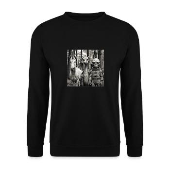 Weird Unicorn Dragon Alien Photografy 2 - Unisex Pullover - Schwarz - Vorne - Alina (178cm) & Michal (187cm)
