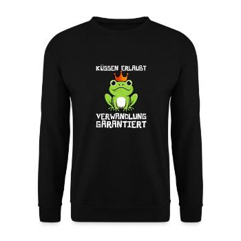 Karneval KÜSSEN ERLAUBT VERWANDLUNG GARANTIERT - Unisex Pullover - Schwarz - Vorne - Alina (178cm) & Michal (187cm)