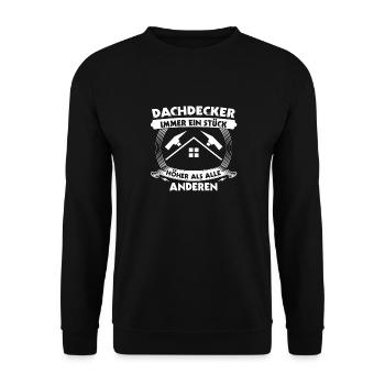 Dachdeckermeister Dachdecker - Unisex Pullover - Schwarz - Vorne - Alina (178cm) & Michal (187cm)