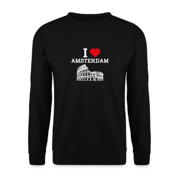 I love Amsterdam Colosseum Heart Flagge Niederlande - Unisex Pullover - Schwarz - Vorne - Alina (178cm) & Michal (187cm)