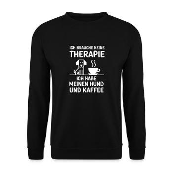I don't need therapy Dog and coffee - Unisex Sweatshirt - black - Front - Alina (178cm) & Michal (187cm)