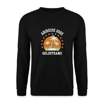Abireise 2025 Goldstrand Abi Abitur Klassenreise - Unisex Pullover - Schwarz - Vorne - Alina (178cm) & Michal (187cm)