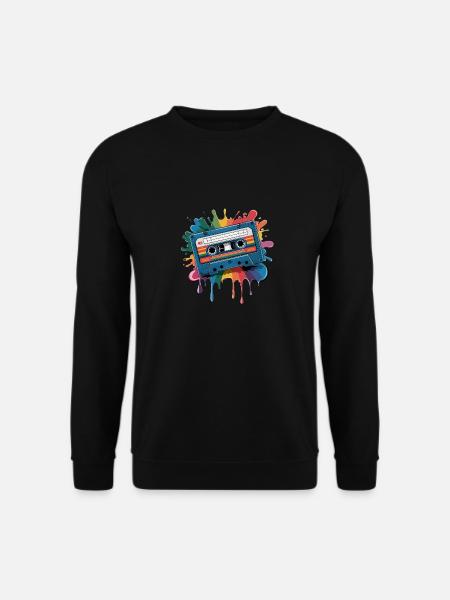 80s Retro Cassette Splash Classic Cassette Tape - Unisex Pullover - Schwarz