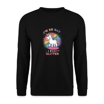 I'm so Gay Unicorn für Schwule - Unisex Pullover - Schwarz - Vorne - Alina (178cm) & Michal (187cm)