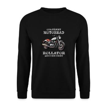 OPA MOTORRAD ROLLATOR KENN ICH NICHT - Unisex Pullover - Schwarz - Vorne - Alina (178cm) & Michal (187cm)