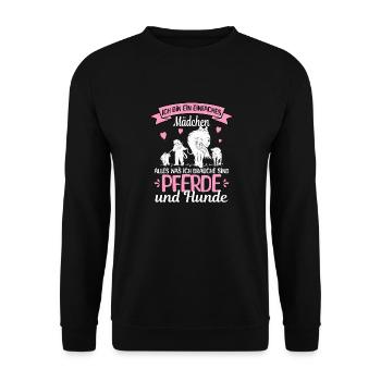 Einfaches Mädchen Pferde - Unisex Pullover - Schwarz - Vorne - Alina (178cm) & Michal (187cm)