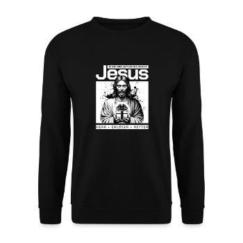 Jesus Lord & Savior - Unisex Sweatshirt - black - Front - Alina (178cm) & Michal (187cm)