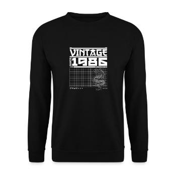 Samurai Power seit 1986 - 39. Geburtstag Drache - Unisex Pullover - Schwarz - Vorne - Alina (178cm) & Michal (187cm)