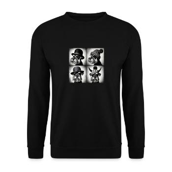 Miniature Schnauzer Selfie Drôle Chapeaux Vintage Phot - Sweat-shirt Unisexe - noir - Devant - Alina (178cm) & Michal (187cm)
