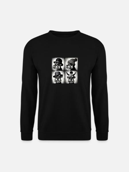 Miniatur Schnauzer Selfie Lustige Hüte Vintage Phot - Unisex Pullover - Schwarz