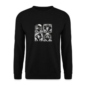Elephant Selfie Funny Hats Vintage Circus Lover - Unisex Sweatshirt - black - Front - Alina (178cm) & Michal (187cm)