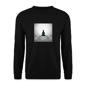 Meditierender Buddha Meditating Buddha - Unisex Pullover - Schwarz - Vorne - Alina (178cm) & Michal (187cm)