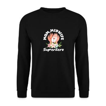 Sage-femme Super-héroïne Maman Sage-femme - Sweat-shirt Unisexe - noir - Devant - Alina (178cm) & Michal (187cm)
