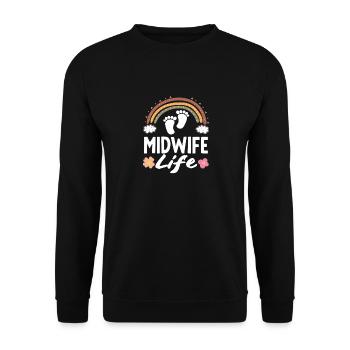 Vie de sage-femme Pieds arc-en-ciel - Sweat-shirt Unisexe - noir - Devant - Alina (178cm) & Michal (187cm)