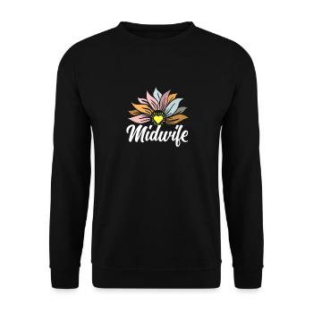 Hebamme Herzblume Für Wahre Heldinnen - Unisex Pullover - Schwarz - Vorne - Alina (178cm) & Michal (187cm)