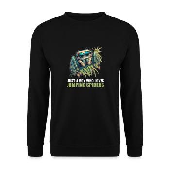 Jumping Spider Springspinnen Springspinne - Unisex Pullover - Schwarz - Vorne - Alina (178cm) & Michal (187cm)