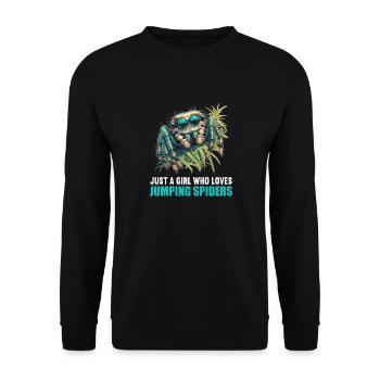 Jumping Spider Springspinnen Springspinne - Unisex Pullover - Schwarz - Vorne - Alina (178cm) & Michal (187cm)