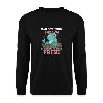 Froschkostüm DAS IST MEIN KOSTÜM BIN EIN PRINZ - Unisex Pullover - Schwarz - Vorne - Alina (178cm) & Michal (187cm)