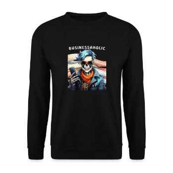 SKELETON MAN BUSINESSAHOLIC - Unisex Sweatshirt - black - Front - Alina (178cm) & Michal (187cm)