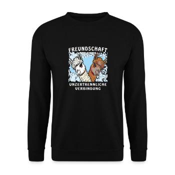ALPAKA FREUNDSCHAFT UNZERTRENNLICH - Unisex Pullover - Schwarz - Vorne - Alina (178cm) & Michal (187cm)