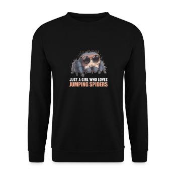 Jumping Spider Springspinnen Springspinne - Unisex Pullover - Schwarz - Vorne - Alina (178cm) & Michal (187cm)