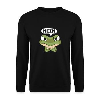 Faschingsparty NEIN Lustiger Frosch Karneval - Unisex Pullover - Schwarz - Vorne - Alina (178cm) & Michal (187cm)
