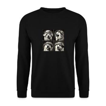 Grande Pyrénées Selfie Drôle Chapeaux Vintage Photo Sho - Sweat-shirt Unisexe - noir - Devant - Alina (178cm) & Michal (187cm)