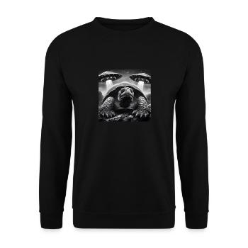 tortues tortue drôle graphique selfie avec des OVNI nous - Sweat-shirt Unisexe - noir - Devant - Alina (178cm) & Michal (187cm)