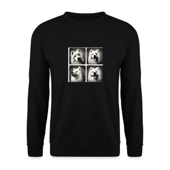 Samoyède mignon Selfie chapeaux Vintage Photo Shoot chien L - Sweat-shirt Unisexe - noir - Devant - Alina (178cm) & Michal (187cm)
