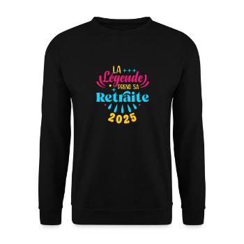 La Légende Prend Sa Retraite 2025 Cadeau Retraité - Sweat-shirt Unisexe - noir - Devant - Alina (178cm) & Michal (187cm)