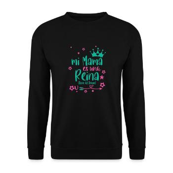 Meine Mama ist eine lustige "Drama Queen" - Unisex Pullover - Schwarz - Vorne - Alina (178cm) & Michal (187cm)