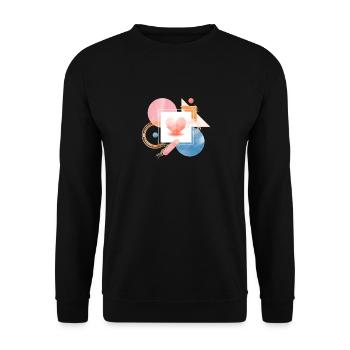 Geometrisches Herz Abstrakte Kunst Geometric Heart - Unisex Pullover - Schwarz - Vorne - Alina (178cm) & Michal (187cm)