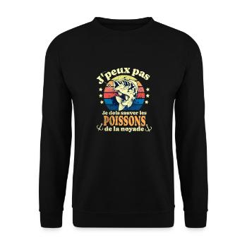 j peux pas je dois sauver les poissons pêche - Sweat-shirt Unisexe - noir - Devant - Alina (178cm) & Michal (187cm)