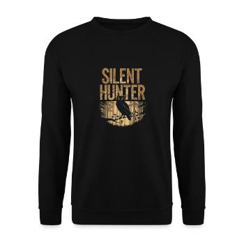 Eule Silent Hunter Nacht für einen Eulen Fan - Unisex Pullover - Schwarz - Vorne - Alina (178cm) & Michal (187cm)