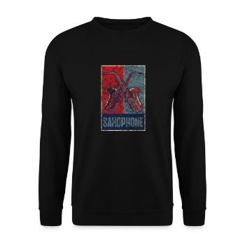Saxophone Retro Vintage Saxophone - Unisex Pullover - Schwarz - Vorne - Alina (178cm) & Michal (187cm)