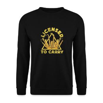 Saxophone Licensed To Carry - Unisex Pullover - Schwarz - Vorne - Alina (178cm) & Michal (187cm)