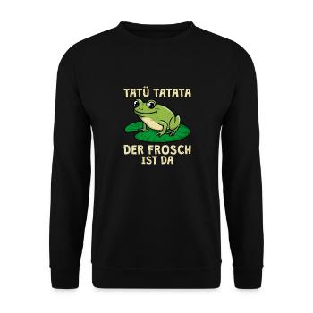 Faschings Kostüm TATÜ TATATA DER FROSCH IST DA - Unisex Pullover - Schwarz - Vorne - Alina (178cm) & Michal (187cm)
