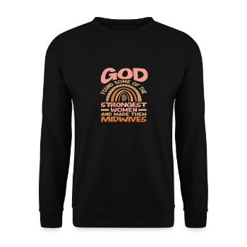 Gott Fand Die Stärksten Frauen Und Machte Sie Zu - Unisex Pullover - Schwarz - Vorne - Alina (178cm) & Michal (187cm)